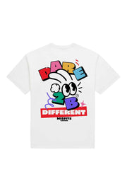 Misfits Gaming dare to be different written in colorful colors on a White T-Shirt Back