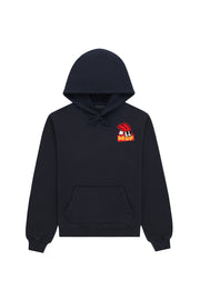 Misfits Gaming Logo in red and orange on black hoodie front