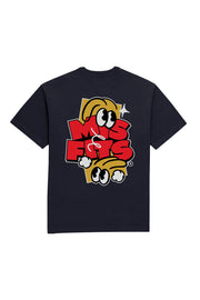 Misfits Gaming Misfits written on the back in yellow and red on black t-shirt